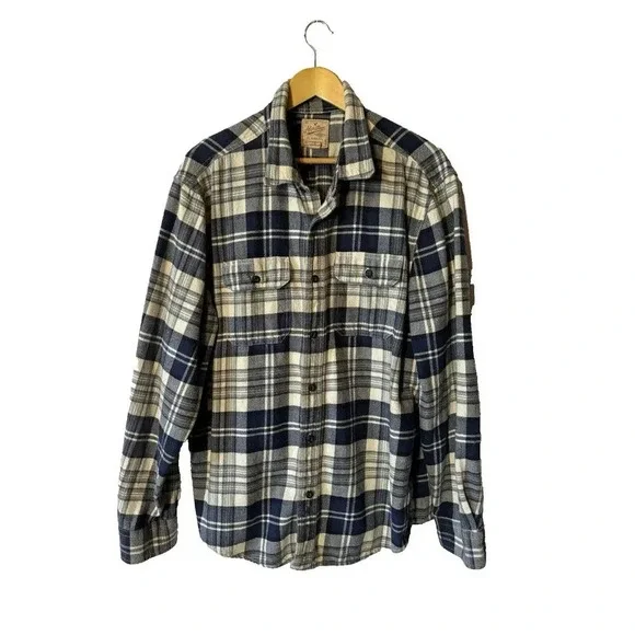 American Eagle Men's XL Flannel Button-Down Heritage Blue White Outdoor Gorpcore - Picture 3 of 8